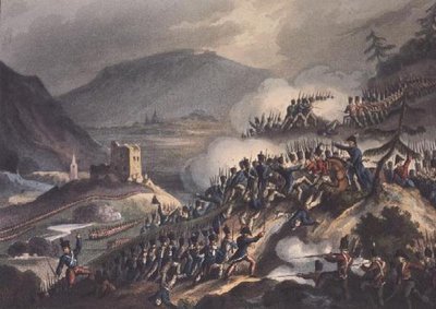 Batalla de Castalla, 13 de abril de 1813, grabado por Thomas Sutherland (n.c.1785), 1813 de William after Heath